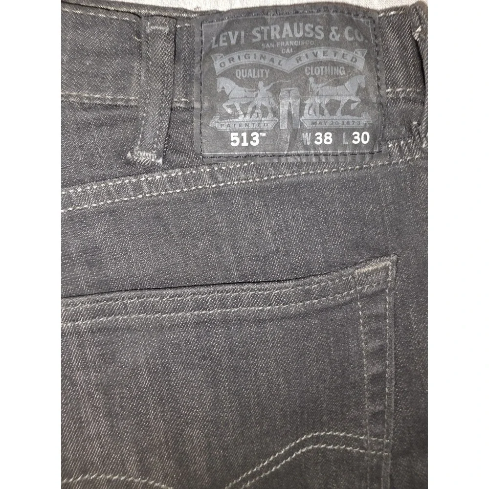 Levis 513 Slim Straight Jeans Mens 38x30 Charcoal Gray Denim 5-Pocket Pant